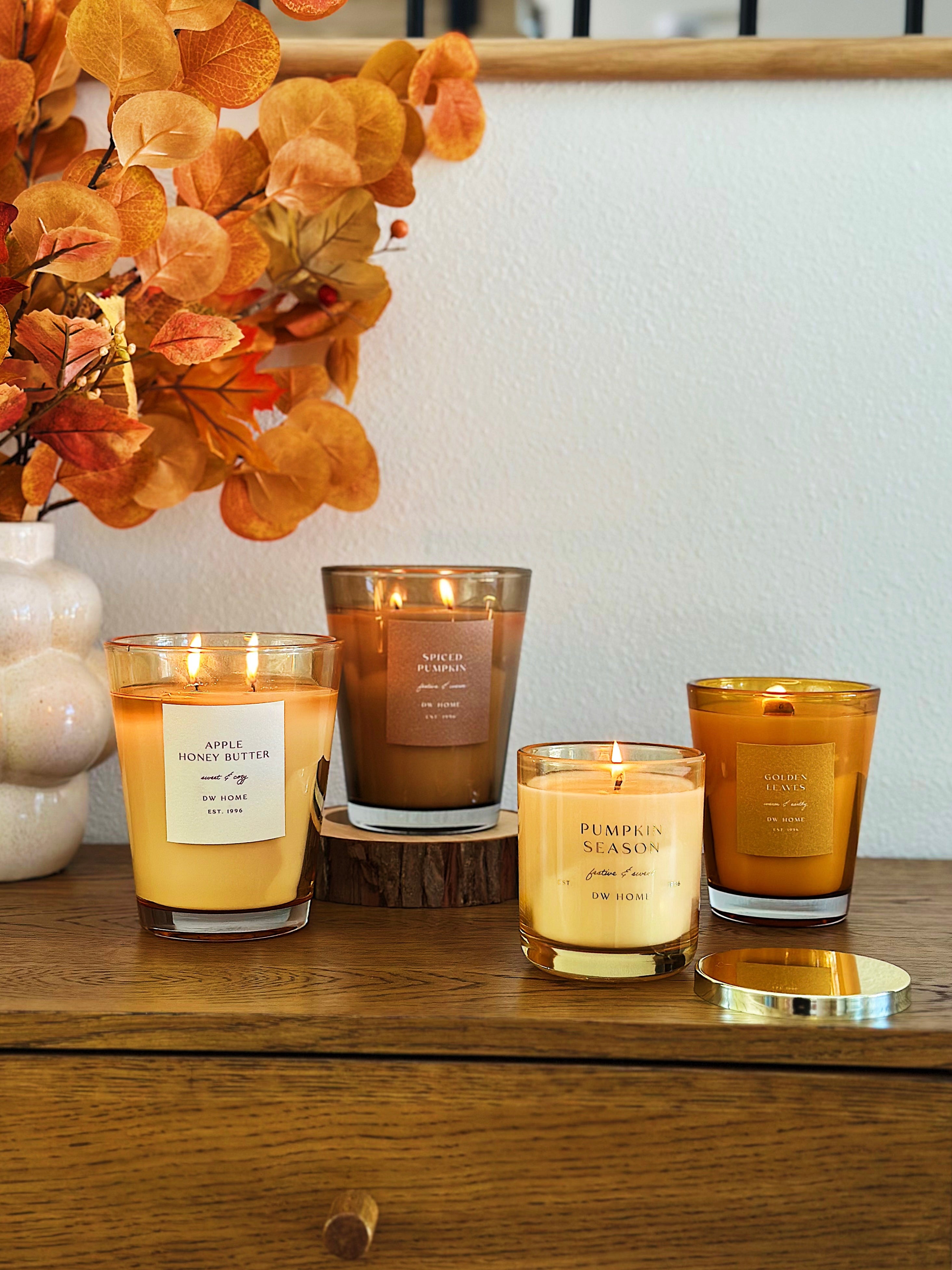 Golden Leaves Candle Wooden Wick