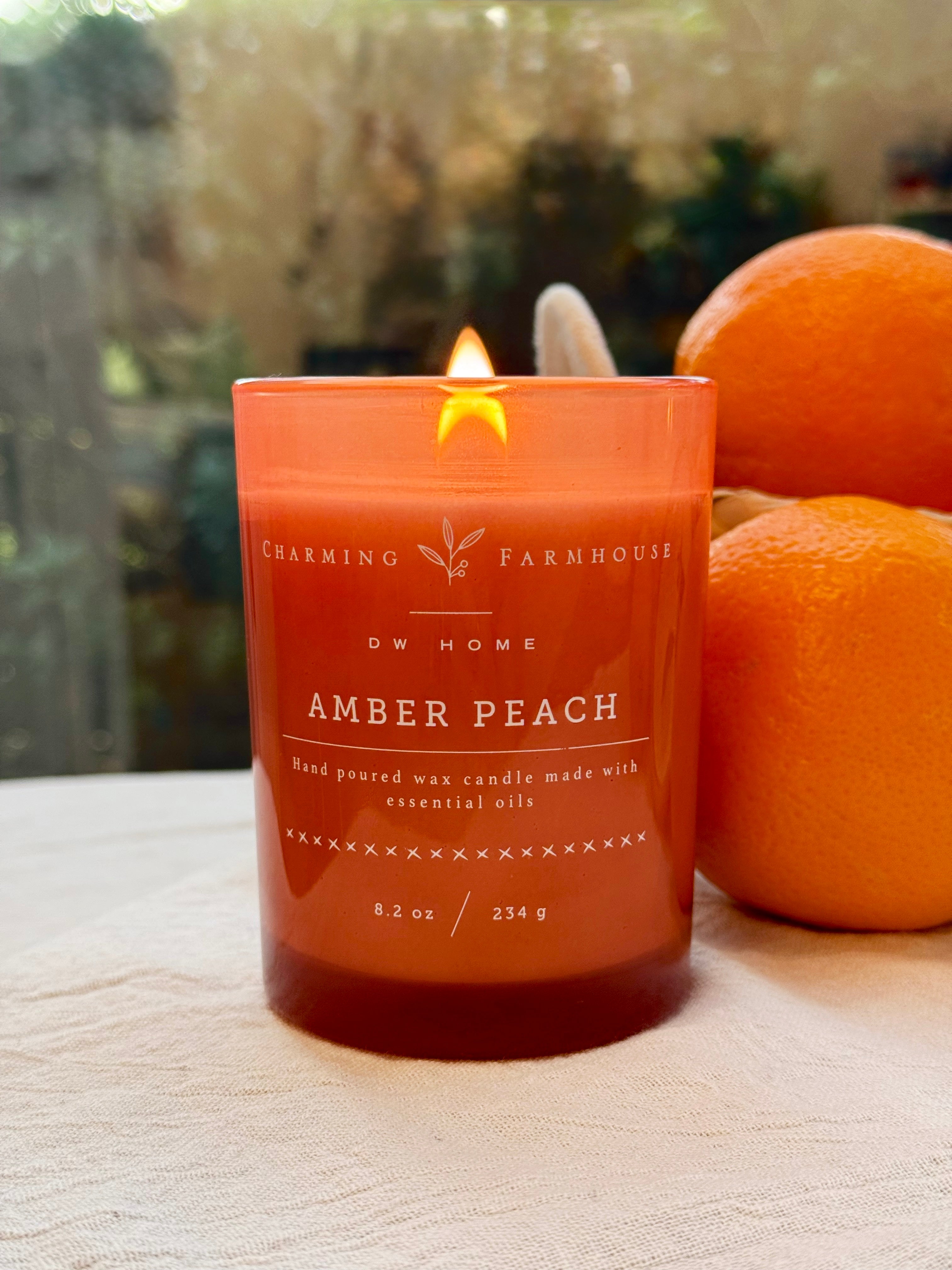Amber Peach Wooden Wick Candle