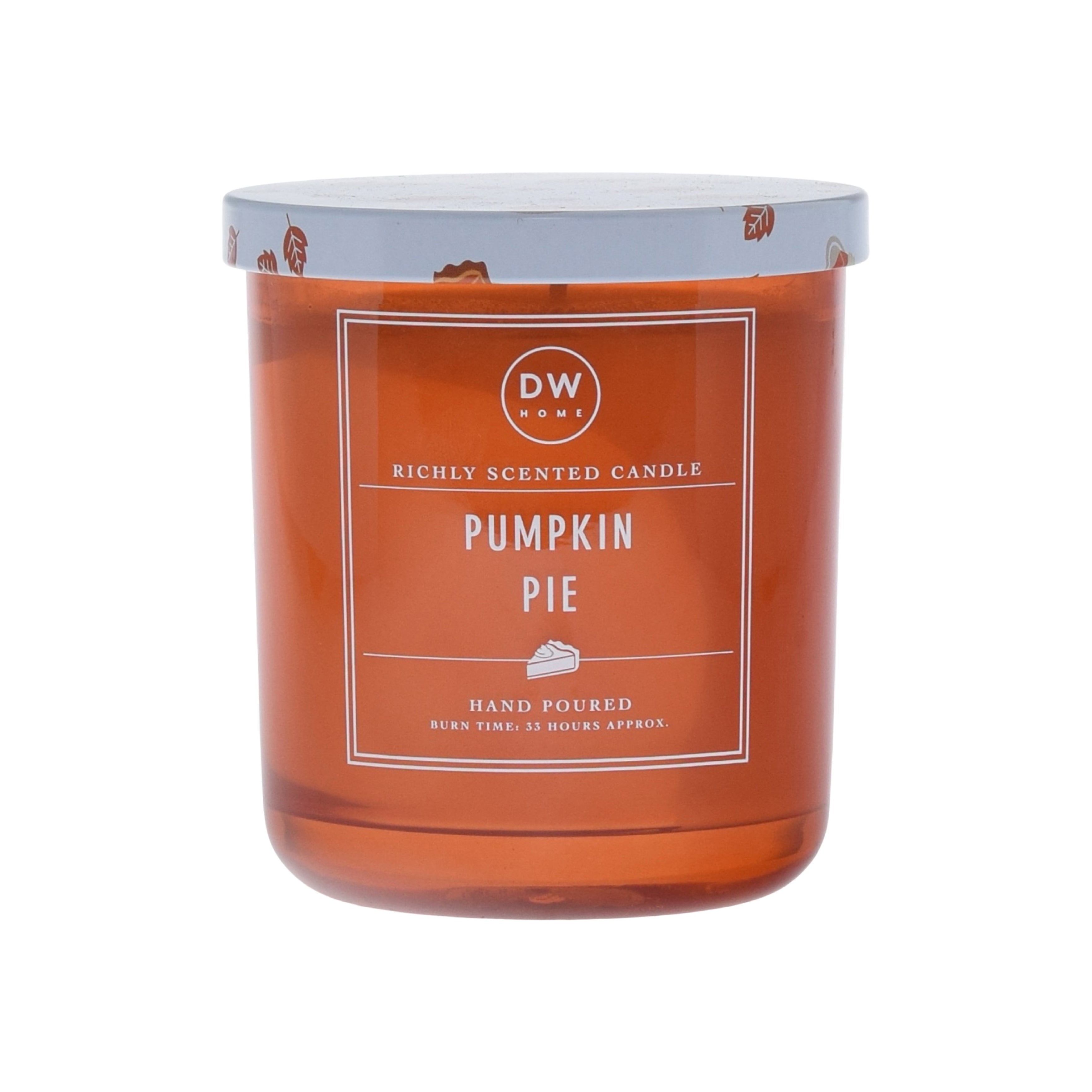 DW Home pumpkin pie candle on a white background