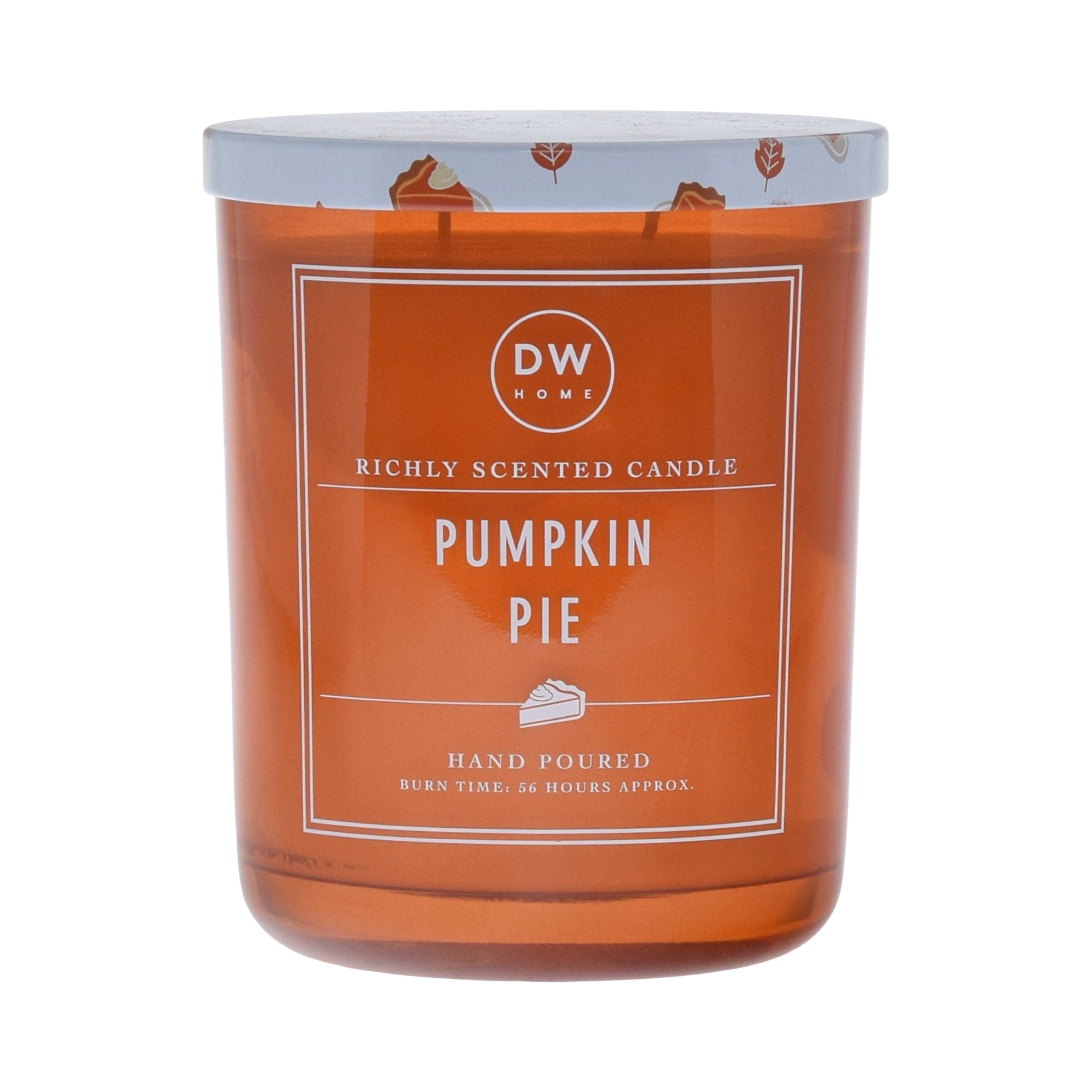 DW Home pumpkin pie candle on a white background