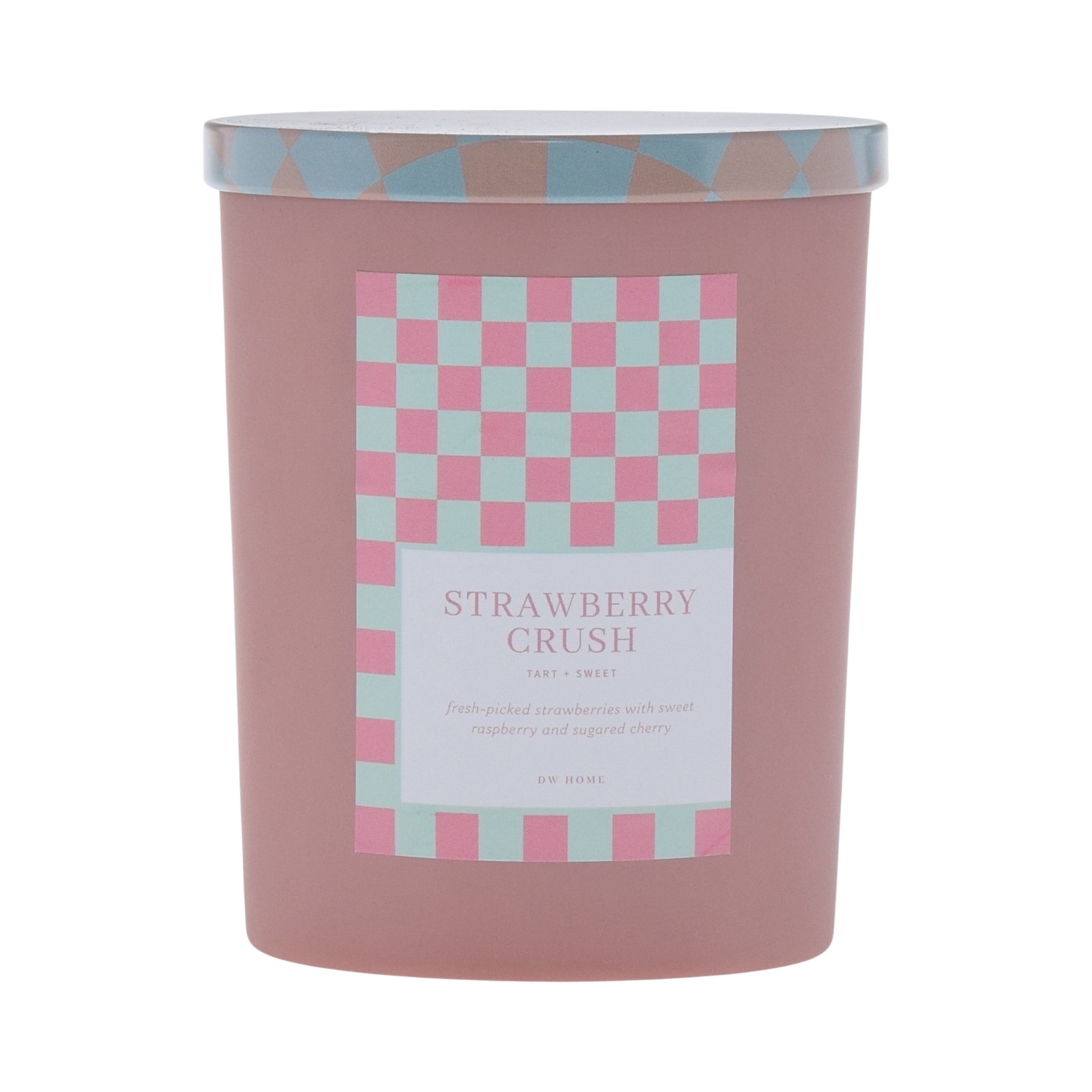 Scented candle with a Strawberry Crush fragrance from DW Home.