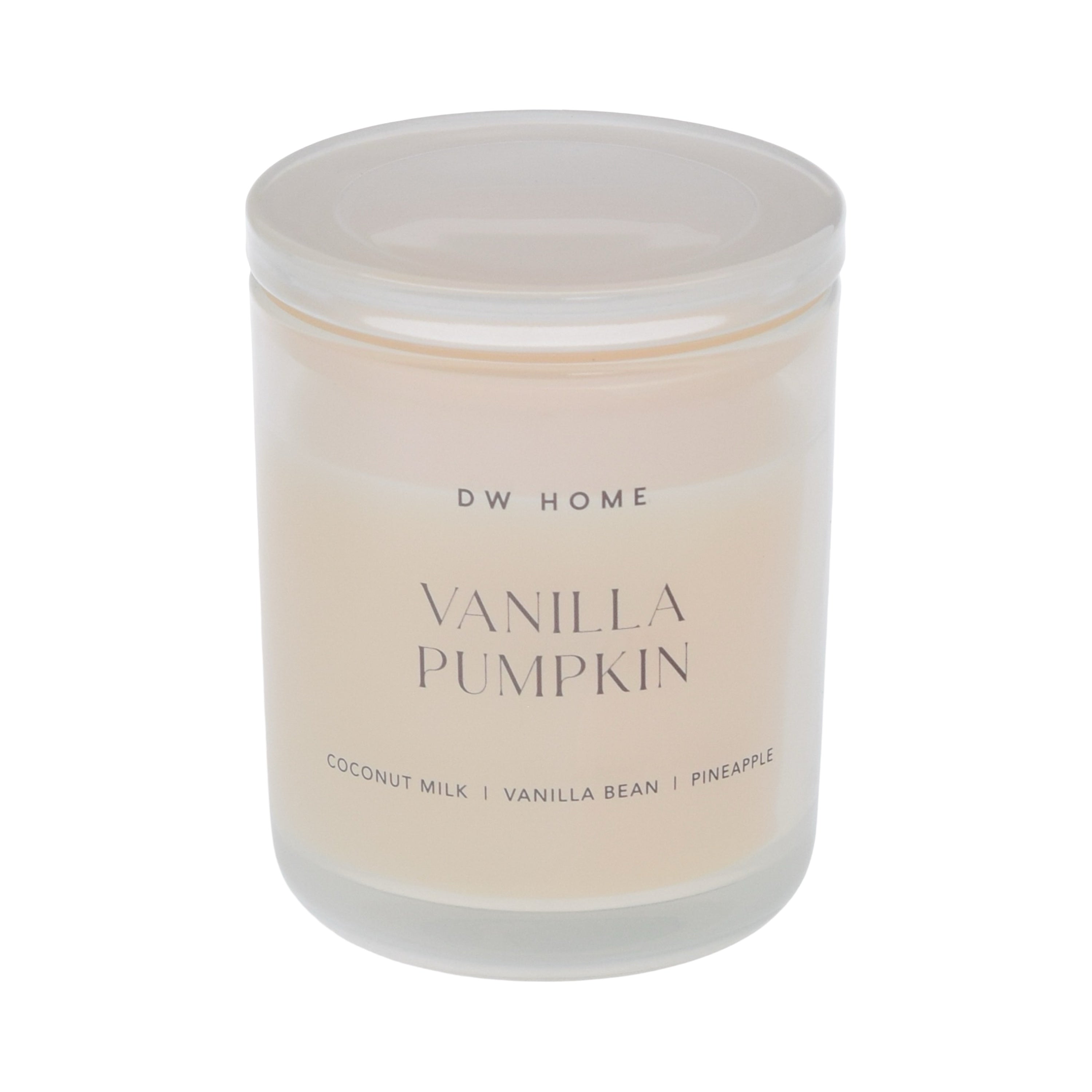 White Vanilla Pumpkin candle by DW Home on a white background